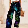 Women Plus Size Pink Marble Gold Print Wide Leg Pants High Waist Loose Casual Long Trousers For Daily Summer Wear