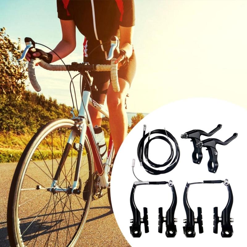 Aluminum Alloy Bicycles Brake Set Front and Rear Brake Cables and Brake Lever Kits for Mountain Bikes Easy Installation