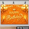 2D königliche Geburtstagsparty Kulisse, Orange Goldene Krone „Happy Birthday“ Fotokabinen Banner
