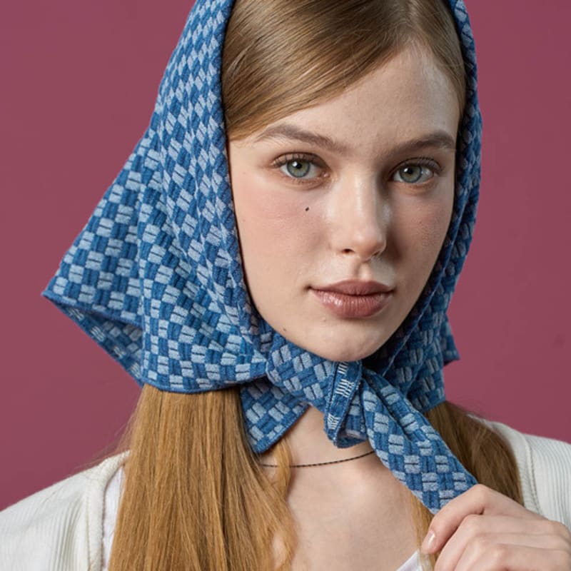 KOLEAT UV Protection Bandana Denim Hair Scarf Handkerchief [BLUE]