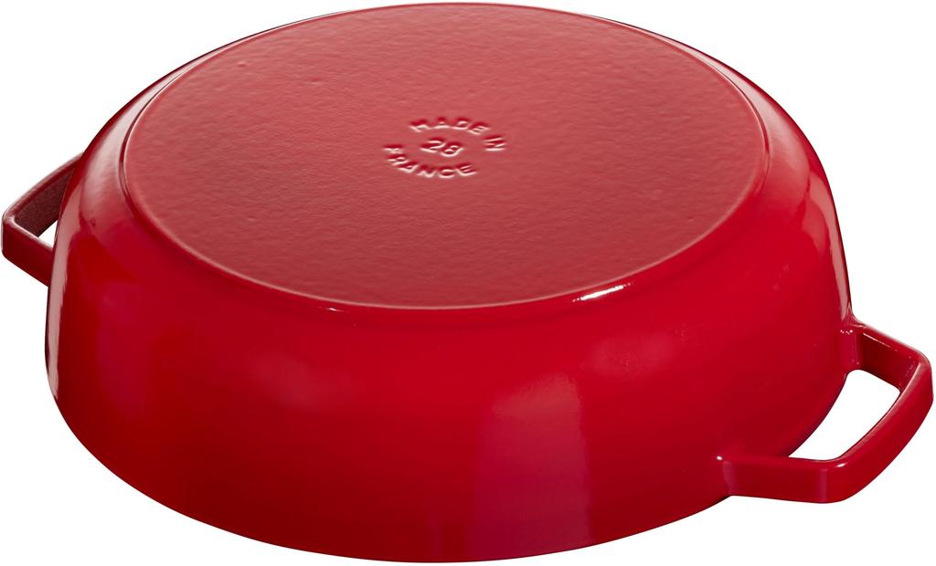 Staub Staub Pan Cherry Large Hand Cast Enamel Pot Shallow Sukiyaki Compatible with IH Japanese Braiser "Blazer Sauté 28cm" [Authorized Product]