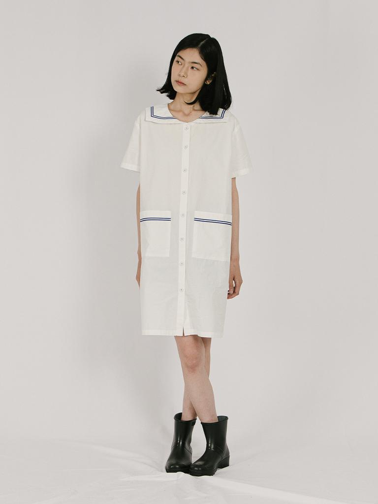 Vincent Navy Sicily Sailor Dress_White