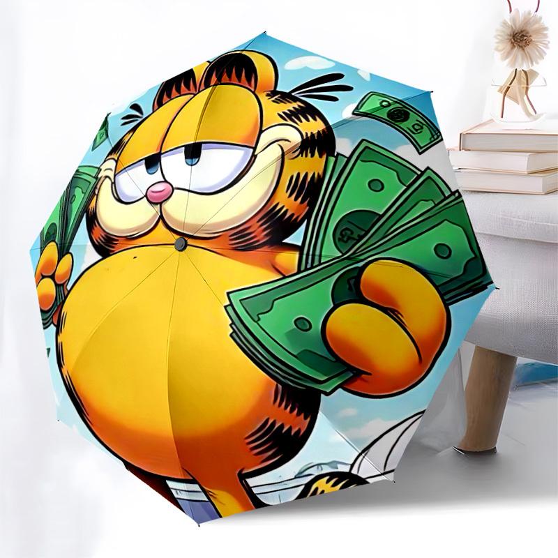 1pc Garfield Automatic Cute Umbrella | Portable Foldable 8-Rib Manual Open, Cute Halloween & Christmas Gift for Outdoor, Casual Accessory, Durable Can