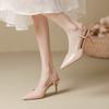 Women Sandals Baotou High Heeled Sandals Women's High Heels Spring Summer Thin Heel Professional Pointed Back Empty Single Shoes