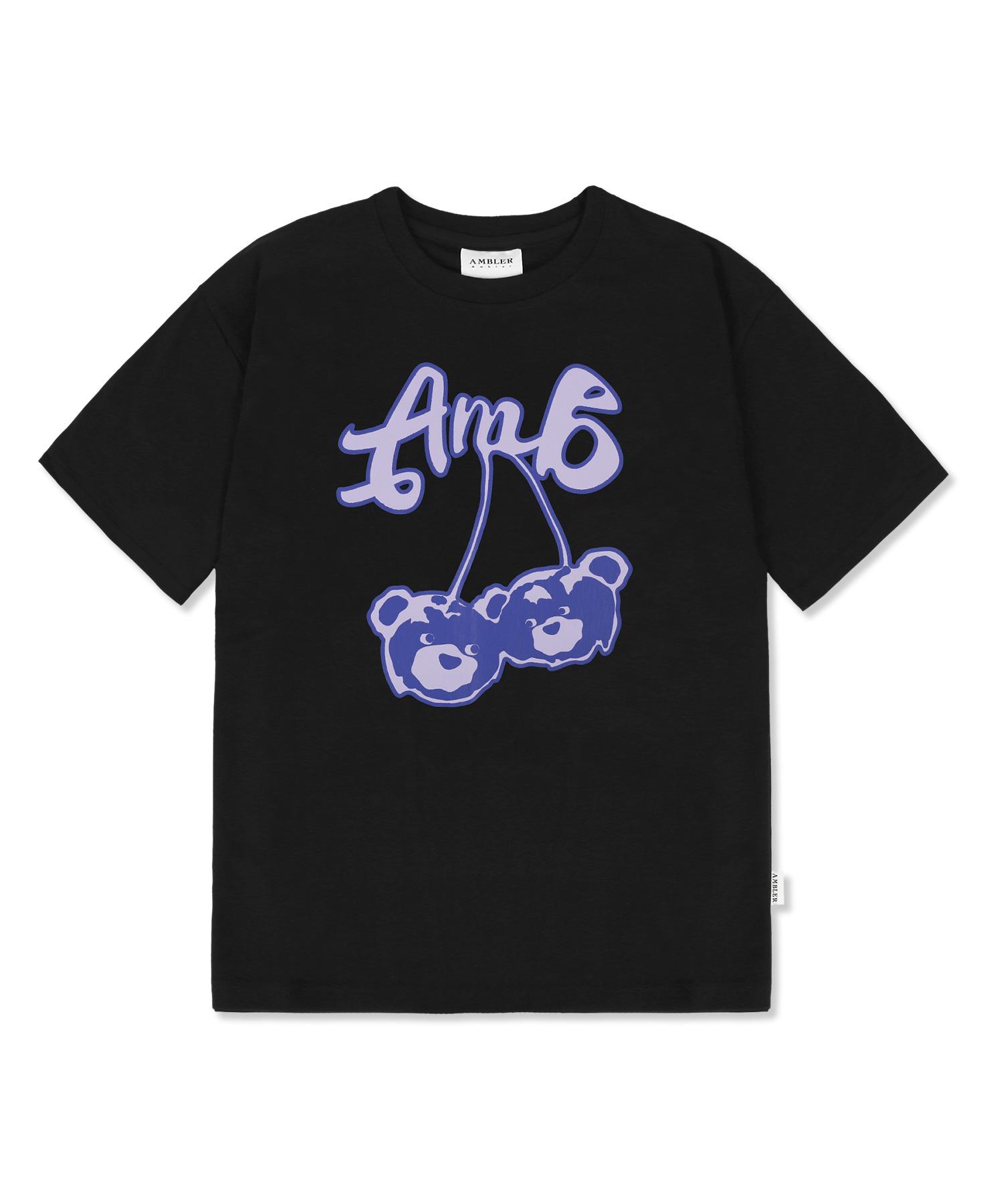 M Blur Cherry Bear Graphic Short Sleeve T-Shirt As1216 (Black) S
