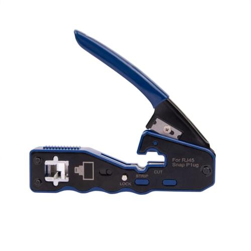 HFS(R) RJ45 Crimping Tool for Through-Type LAN Connectors, CAT6A/CAT6/CAT5E Connectors, Compatible with Telephone Cables