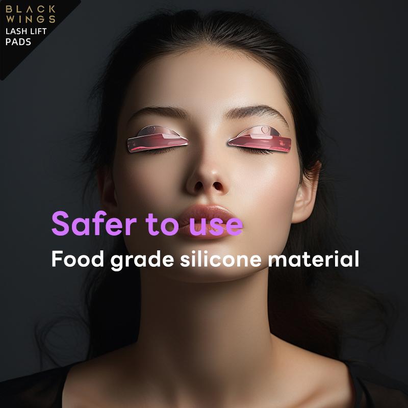 BLACKWINGS 4 Paar Wimperndauerwelle Silikonpads rosa, Lockenpads für Wimpernlifting, mit Größentabelle, Hypoallergene Wiederverwendbare Accessoires