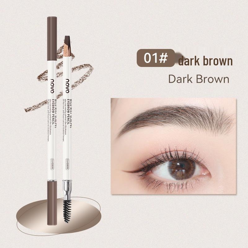 NOVO Wild Brow Double-Ended Sweatproof Eyebrow Pencil - Waterproof & Smudge-Proof with Precise, Easy-to-Color Strokes
