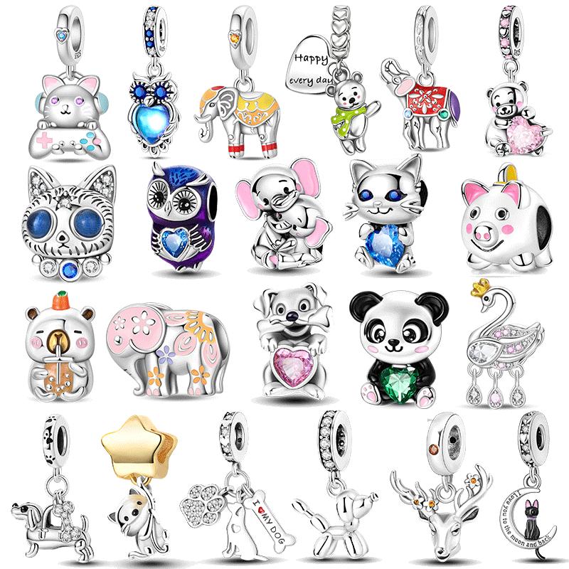 Animals Series Original Charms Beads Copper Dog Cat Pets Fit Bracelet Diy Lovely Pendants For Woman Fashion Jewelry