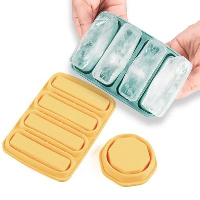 Cylinder-Shaped Tumbler Cup Ice Cube Tray Foldable Silicone Trays with Lid Rectangular Ice Maker Tool Hexagonal Mold Accessories