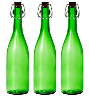 Aderia Swing Stopper Bottles, 720ml Green, Set of 3 [Glass Bottles with Airtight Caps], Made In Japan, MC-408