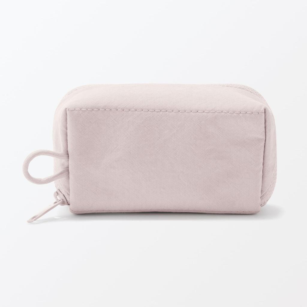 MUJI Wrinkle Nylon 11 x 6 x 84475788 Wide-Opening Pouch, Pink, Small, Approx. 3.5 cm,