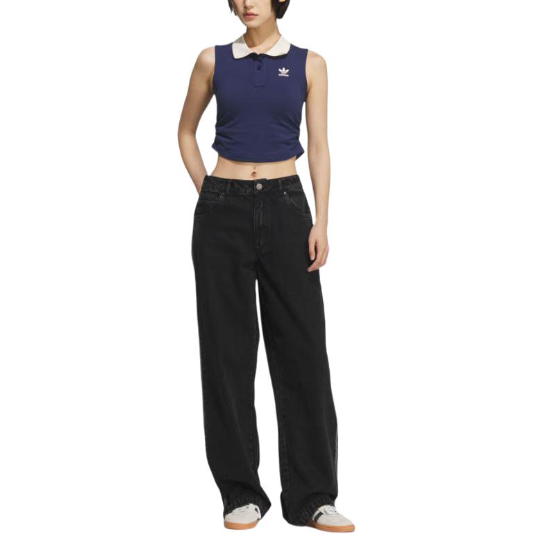 adidas Originals SS25 Gewatteerd Tanktop Polo Mode Veelzijdig Comfortabel Vest met Korte Kraag Dames Tops KE3893