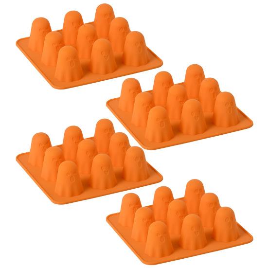 Ghost Silicone Mold Set 3D Halloween Chocolate Mold Ice Cube Tray Heat Resistant Dessert Mold for Jelly Gummy Candy Pudding