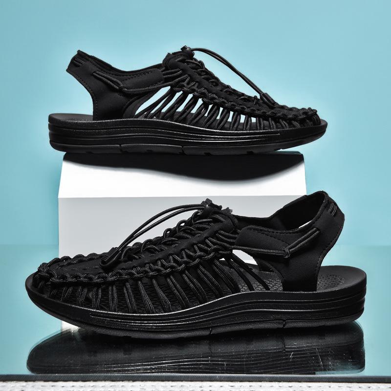 2026 Summer Men's Large Size Woven Roman Sandals and Flip-Flops for Outdoor Beachwear