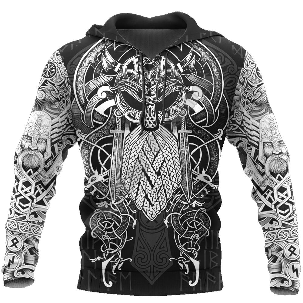 Nordic Pirates Print Men's Hoodies Hip Hop Trend Harajuku Vintage Clothes Oversized Hoodie Autumn and Winter Casual Sweatshirts