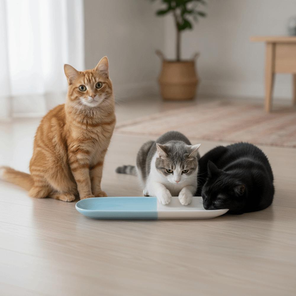 Long Multi-Cat Shared Eating Bowl Ceramic Dog Food Water Container  for Kitten/Puppy/Bunny