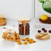 POKALOTEA Glass Kitchen Glass Storage Set of Glass Tea Canisters with Airtight Bamboo Lids and Airtight for Coffee Tea Coffee Pickled and More