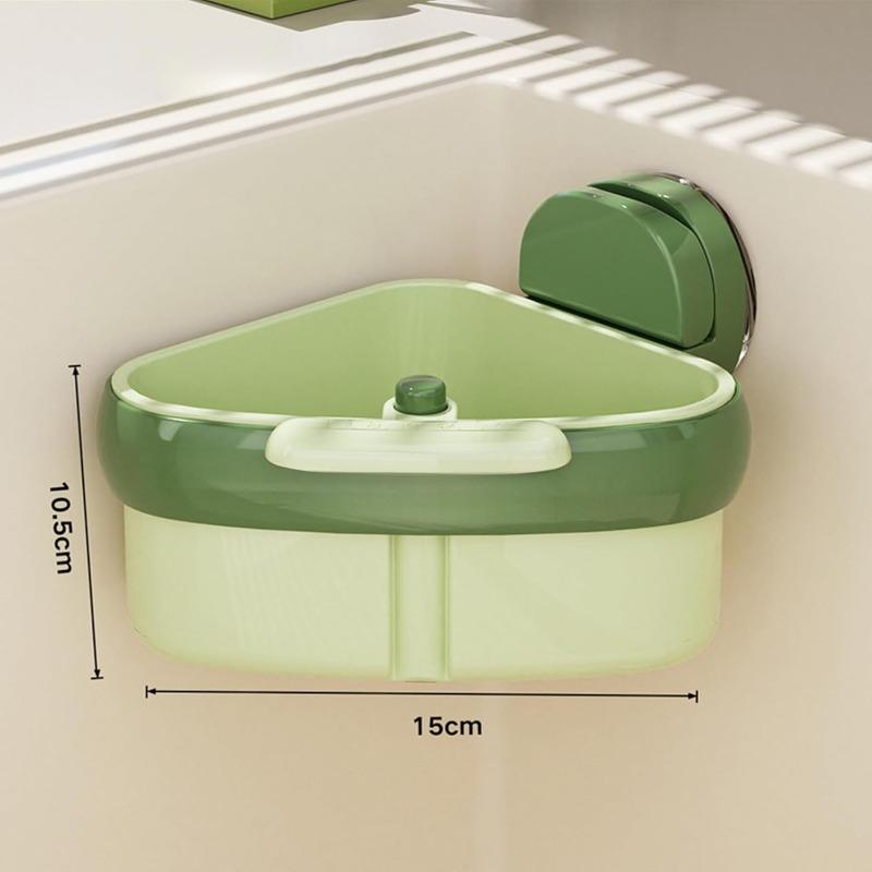 

2-in-1 Suction Cup Sink Corner Caddy & Strainer - Food Grade Kitchen Sink Organizer with Waste Catcher Basket (No Drilling) зелений