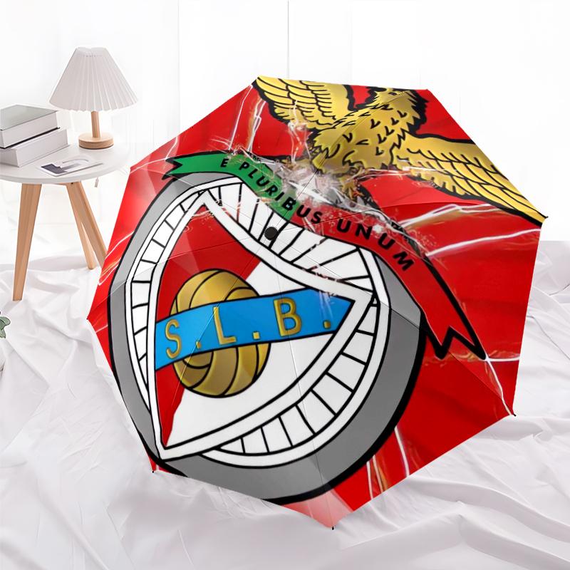 Benfica FC Fashionable Automatic Opening/Closing Folding Umbrella. Portable and Foldable, Ideal for Gift, Travel, and Daily Use.