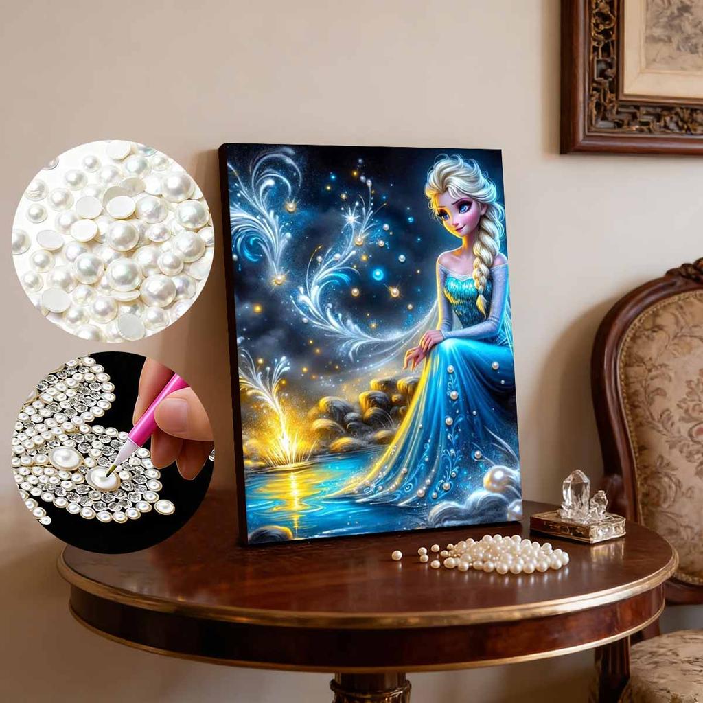 DisneyFrozen Princess Elsa Pearl Inlay Painting A purely handmade pearl embroidery art piece, featuring both gift and home decoration design functions