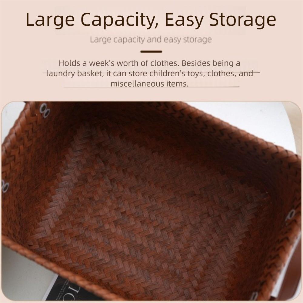 38cm Dirty Clothes Basket Square Laundry Hamper Convenient Hand Woven Storage Basket  for Towel