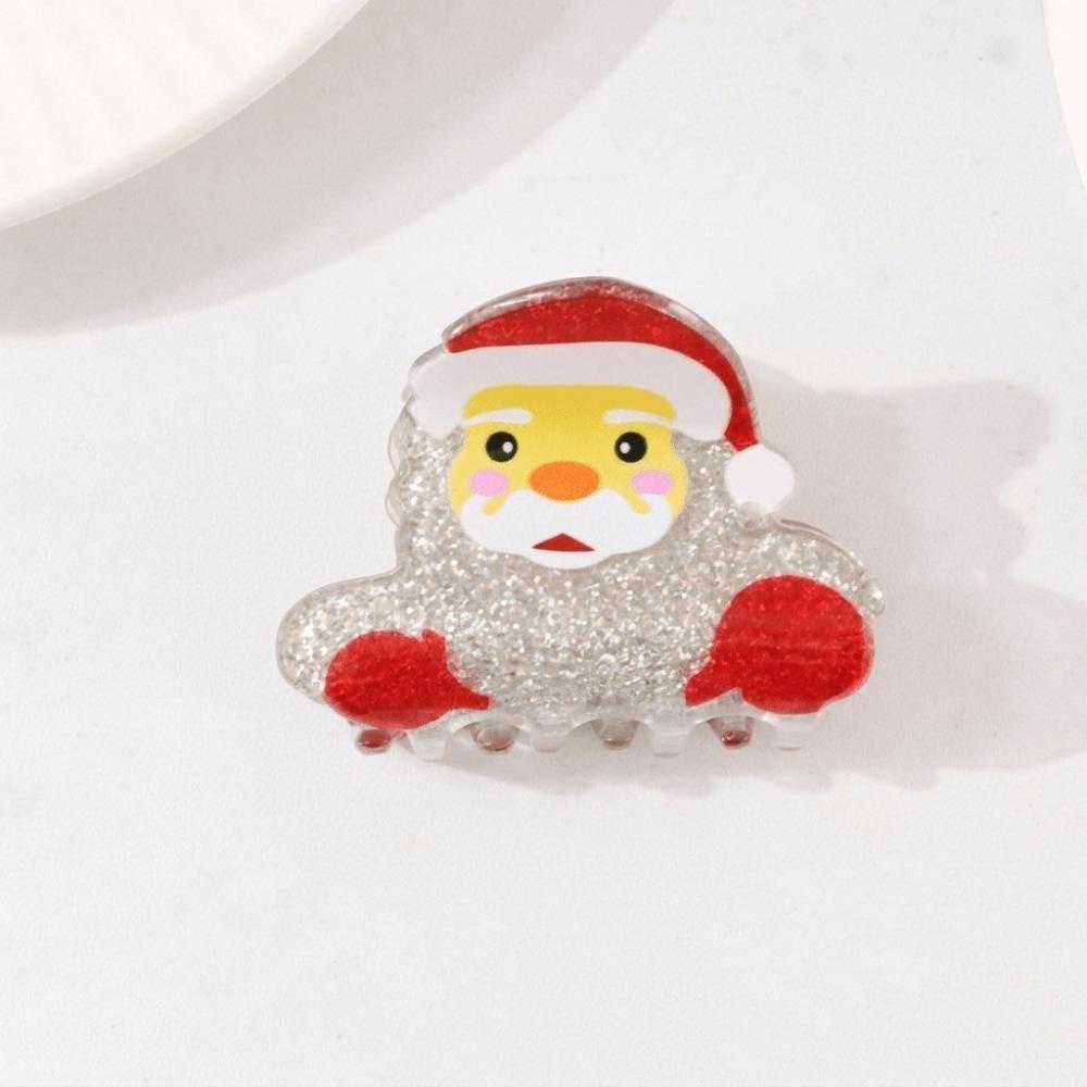 Elk Santa Claus Shark Clip Acrylic Cartoon Hair Grab Clip Fashion Christmas Tree Hair Claw Girl
