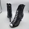 Women Black High Heels Party Lace-up Peep toe Boots Stilettos Jazz Dance Women's shoes Street Booties Big Size 46