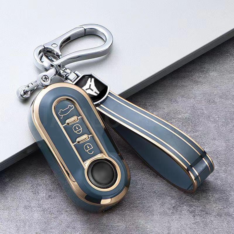 3 Buttons Tpu Car Flip Remote Key Case For Fiat 500 Panda Punto Bravo Ducato Peugeot Boxer Citroen Jumper Auto Key Bag Keychains