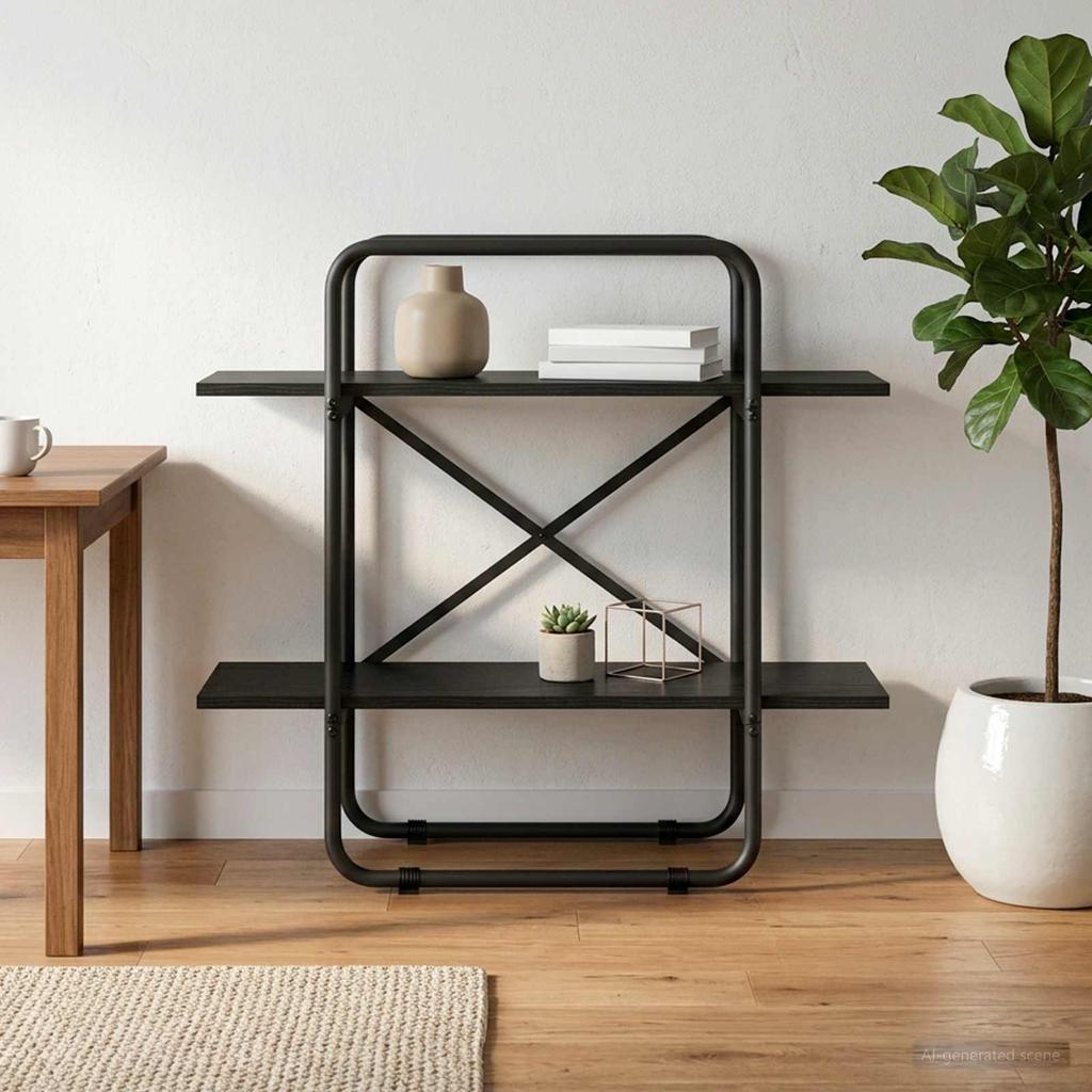 Bookshelf 2 Tiers 80 x 35 x 70 cm PB Black Oak Effect
