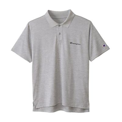 Short UV Quick Script Polo Oxford 4L [Champion] T-shirt, Sleeve, Protection, Drying, Logo, Shirt, Men's Sports, C3-XS305L, Gray,