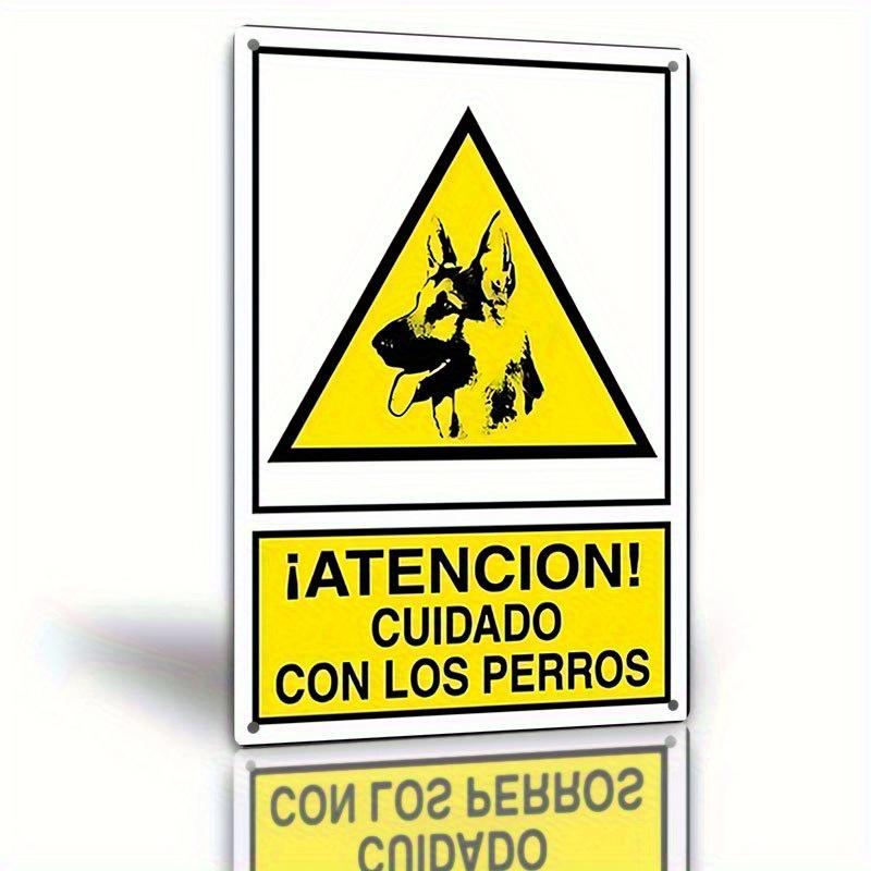 HD Metal Tin Sign ATENCION Cuidado Con Los Perros Spanish Beware of Dog Warning Metal Sign for Outdoor Yard Safety 20x30cm(7.8x11.8inch)