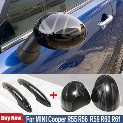 For MINI Cooper Rear View Side Mirror Shell Door Handle Case Cover R55 R56 R57 R58 R59 R61 Sticker Car Accessories
