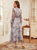 2025 French Elegant Women's Mesh Print Waist-Cinching Dress