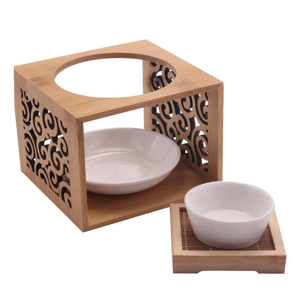 M-Modern-Wooden Bamboo Hollow Fragrance Lamp Oil Furnace Aroma Burner Candle Holder Elegant And Attractive Home Office Decoratio