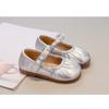 Kids Girls Solid Color Round Toe Pearl Velcro Mary Jane Princess Leather Flats