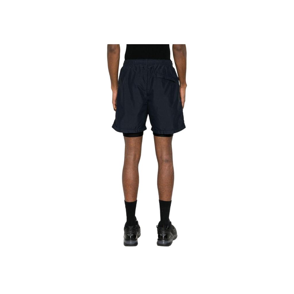 Stone Island Solid Color Logo Patch Double Layer Casual Shorts Men shorts Black 7915B0146-V0020