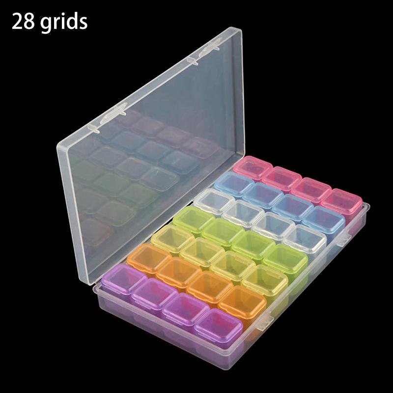 28/56 Grids Diy Diamond Jewelry Storage Box Grids Clear Nail Art  Tools Beads Display Storage Case Organizer Box