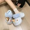 Hole Shoes Women's Cartoon Cute Bag Head Cotton Slippers Women Wear Thick Soles To Increase Height 2025 Winter New Velvet To Keep Warm