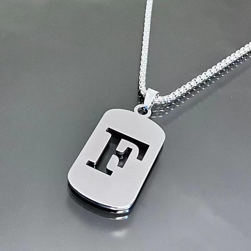 26-Letter Titanium Steel Necklace: Unisex Student & Couple Accessory - Minimalist, Trendy Design