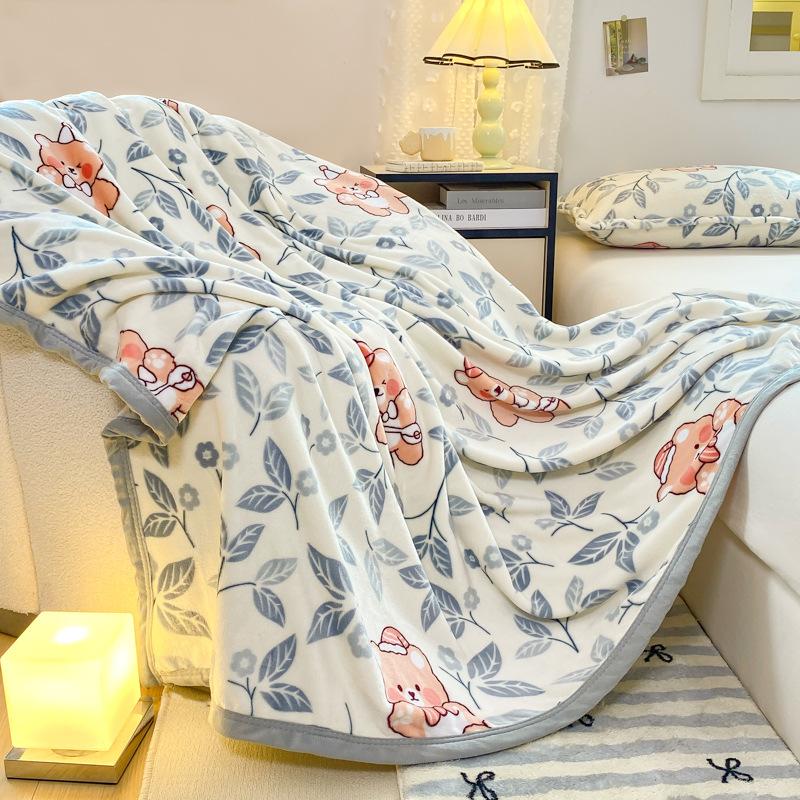 Double-Sided Milk Velvet Printed Blanket Multi-Functional Throw Blanket Non-Shedding Machine Washable Double-Sided Fleece Blanket