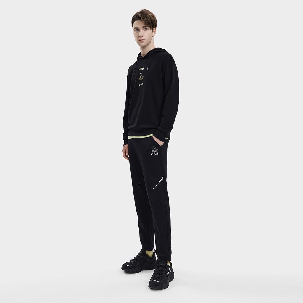 Fila X MAGIC STICK 2023 Autumn New Knit Hoodie Pure Cotton Sweatshirt Men Tops Black F11M339207F-BK