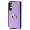 For Samsung Galaxy S23 FE Finger Ring Kickstand Phone Case PU Leather+TPU Card Holder Cover