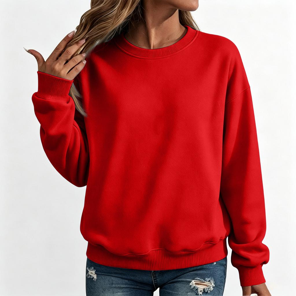 Damen Übergröße Pullover Sweatshirt Lockerer Schnitt Rundhalsausschnitt Farbe Lässiges Oberteil für den Alltag
