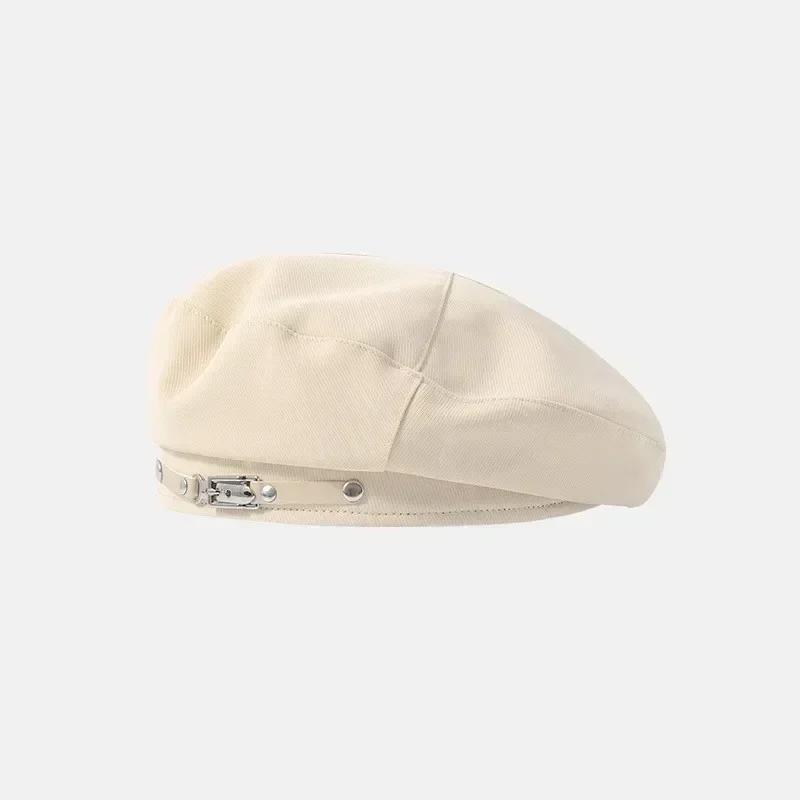 Soft Touch Women Wool Blend Beret Hat Chic Retro Metal Buckle Boinas Para Mujer Art Cap Daily Outdoor Occasion