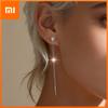 925 Sterling Silver Earrings For Women Trendy Geometric Zircon Long Chain Earring Jewelry Prevent Allergy Party Gift Accessories
