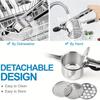 Stainless steel potato masher with silicone handle, potato press, potato purer, with interchangeable mesh