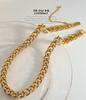 Exaggerated 18K Gold-Plated Titanium Steel Cuban Necklace & Bracelet Set - European/American Hip Hop Style