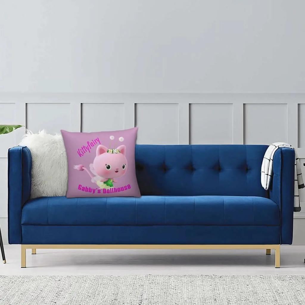 Dollhouse Family Cat Pillowcase Printed Cushion Cover Decorative Cute Kids Throw Pillow Case Cover Living Room Zippered