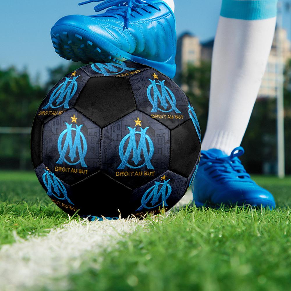 Pallone da Calcio Olympique de Marseille, colorato, adatto a tutte le età, cucito a macchina, materiale PVC, qualità da competizione, durevole e ad alto rimbalzo